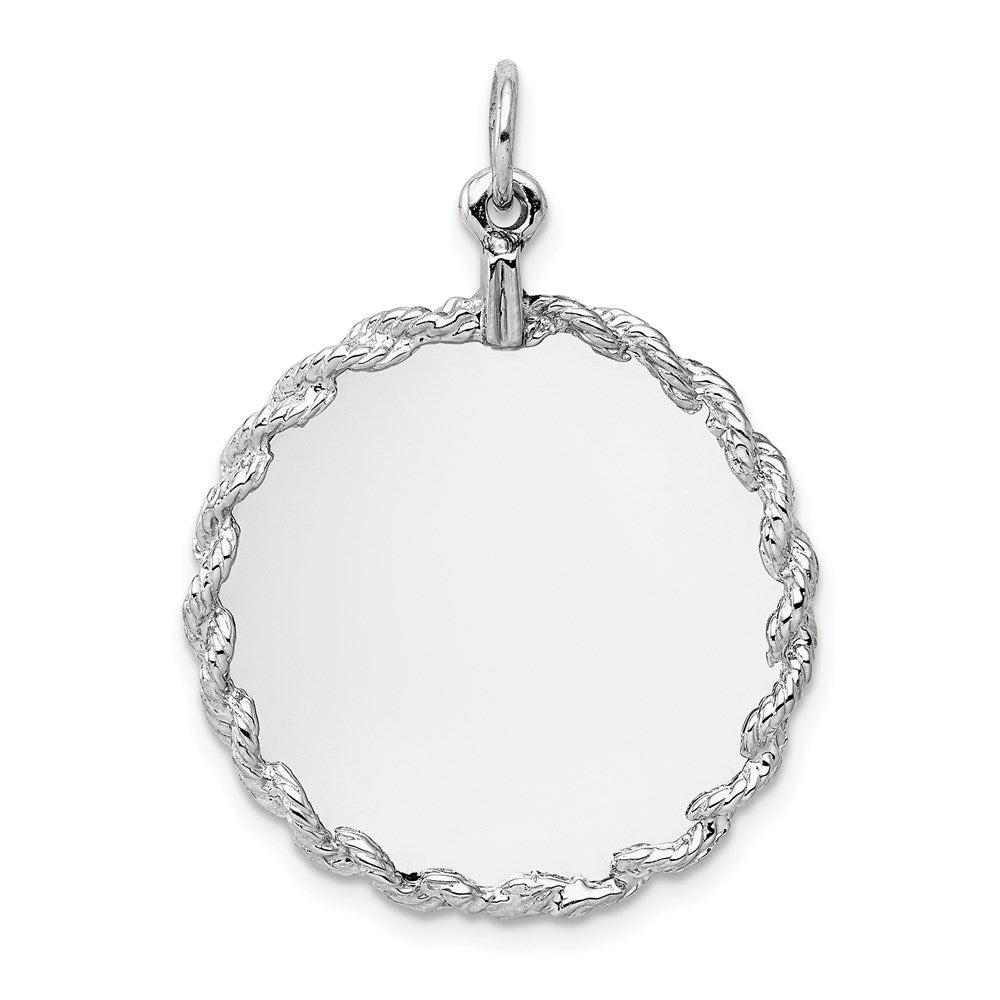 14k White Gold 14k White Gold Rounded with Rope .013 Gauge Engravable Disc