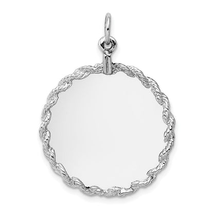 14k White Gold 14k White Gold Rounded with Rope .013 Gauge Engravable Disc