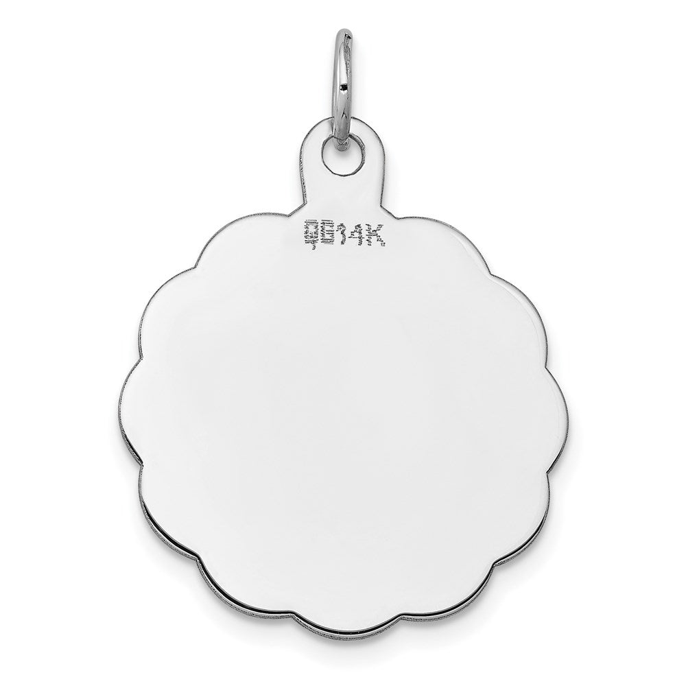 14k White Gold Engraveable Scalloped Disc Charm