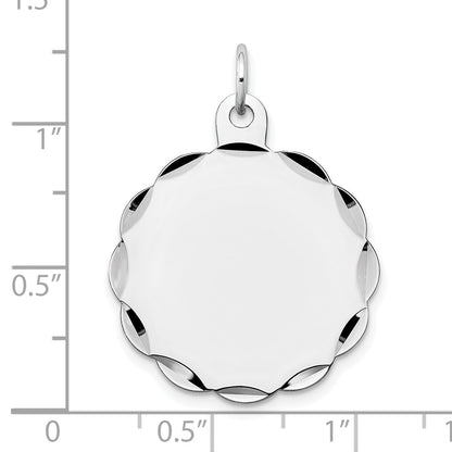 14k White Gold Engraveable Scalloped Disc Charm