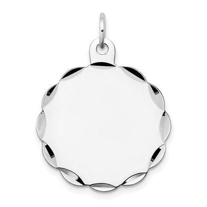 14k White Gold Engraveable Scalloped Disc Charm