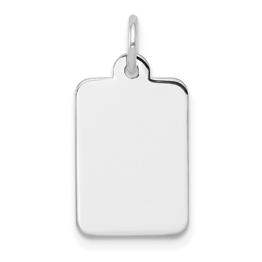 14K White Gold Plain Rectangular Engravable Disc Charm