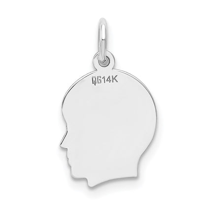14k White Gold 14k White Plain Small.009 Depth Facing Right Engravable Boy Charm