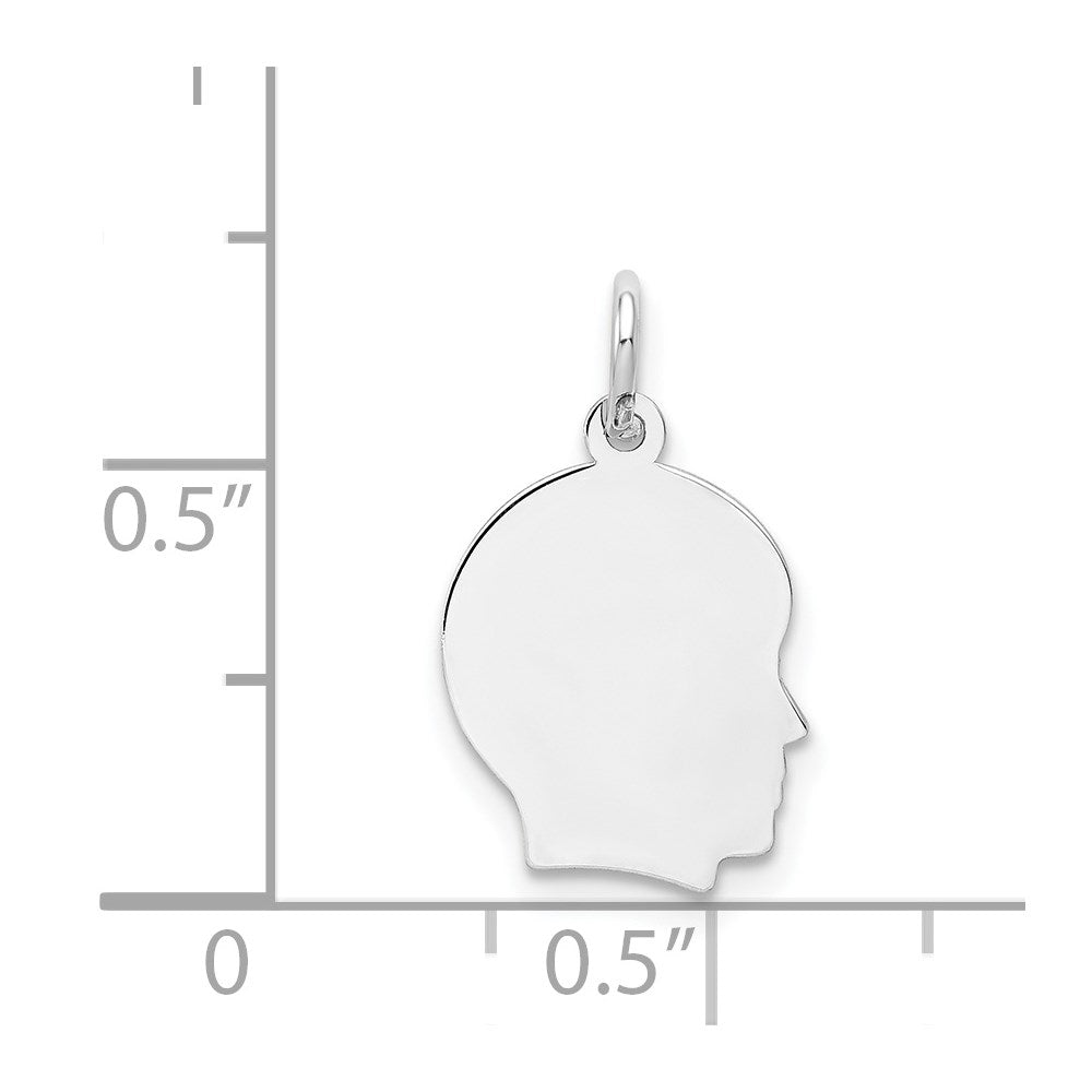 14k White Gold 14k White Plain Small.009 Depth Facing Right Engravable Boy Charm