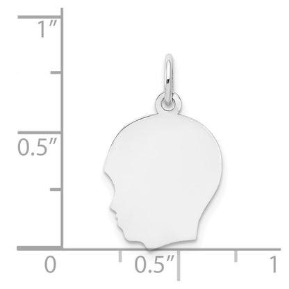 14k White Gold 14k White Plain Medium.011 Depth Facing Left Engravable Boy Charm