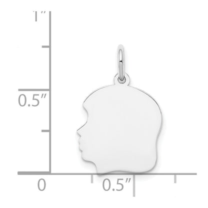 14k White Gold 14k White Plain Medium.009 Depth Facing Left Engravable Girl Charm