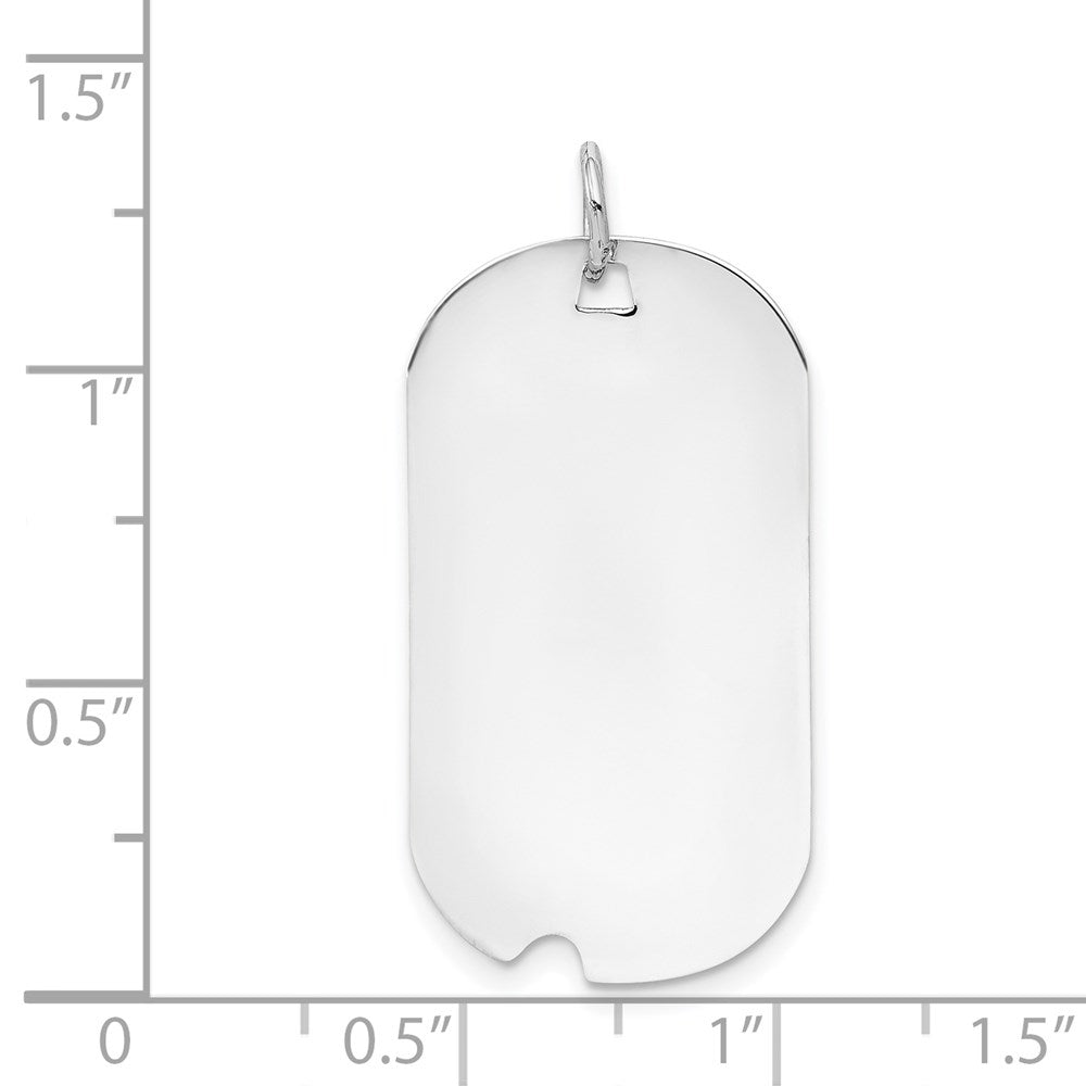 14k White Gold Plain Engravable Dog Tag w/Notch Disc