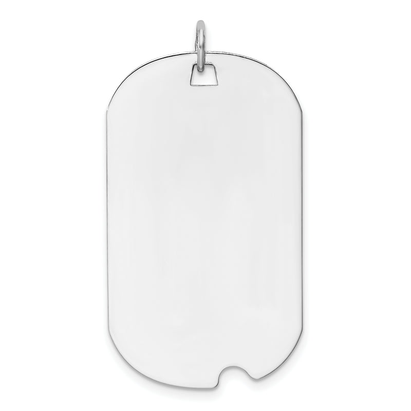 14K White Gold Plain .035 Gauge Engravable Dog Tag Notch Disc
