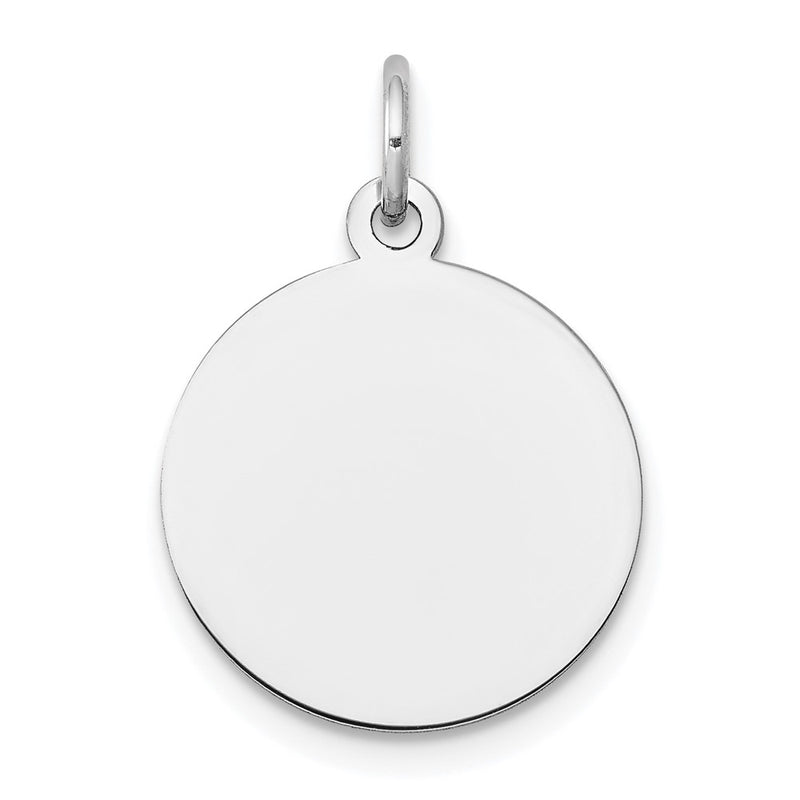 14k White Gold Plain Circular Engravable Disc Charm