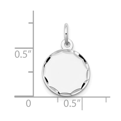 14k White Gold 14k White Gold Etched .018 Gauge Engraveable Round Disc Charm