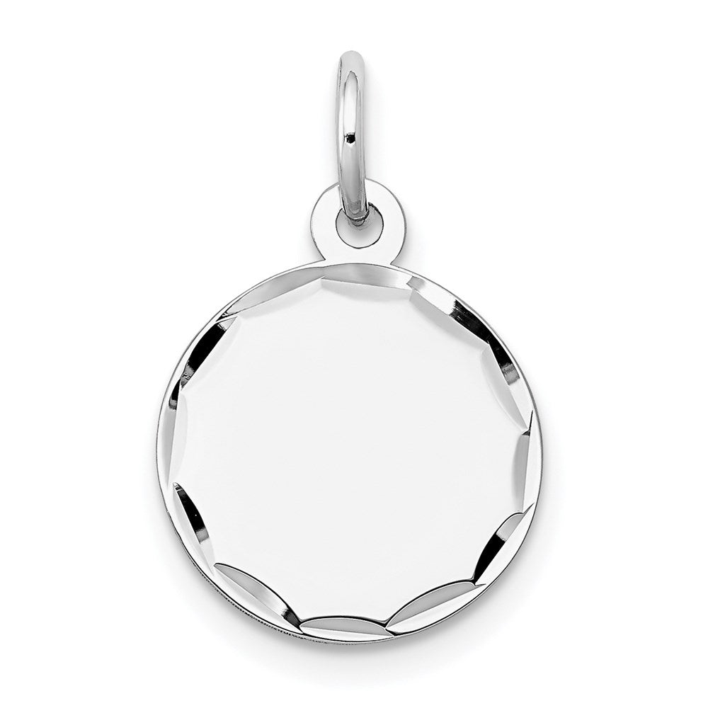 14k White Gold 14k White Gold Etched .018 Gauge Engraveable Round Disc Charm