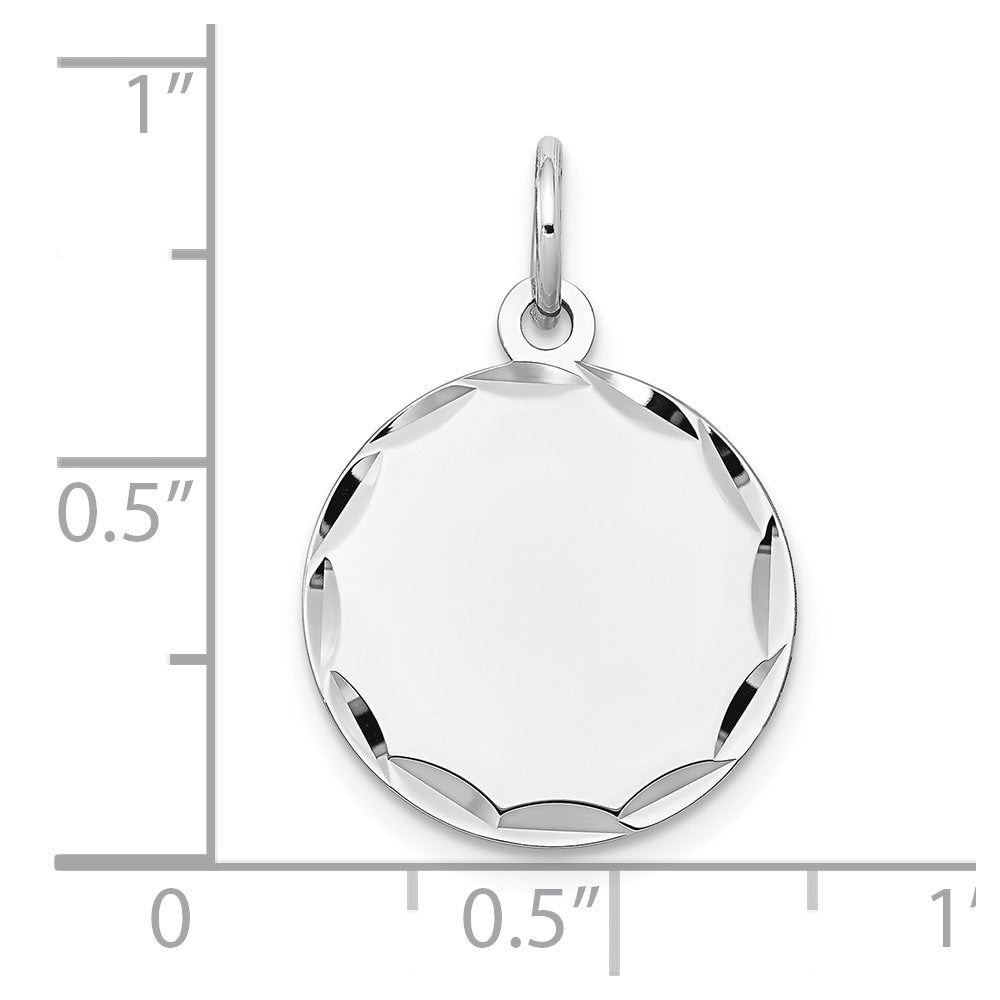 14k White Gold 14k White Gold Etched .013 Gauge Engraveable Round Disc Charm