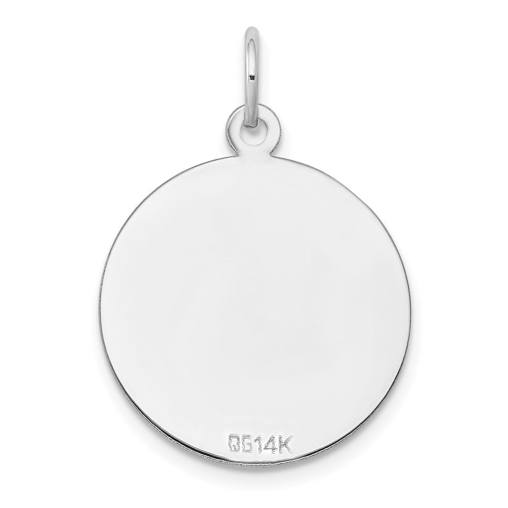 14k White Gold Etched Engraveable Round Disc Charm