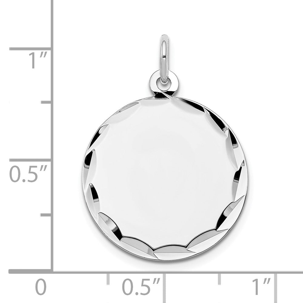 14k White Gold 14k White Gold Etched .013 Gauge Engraveable Round Disc Charm