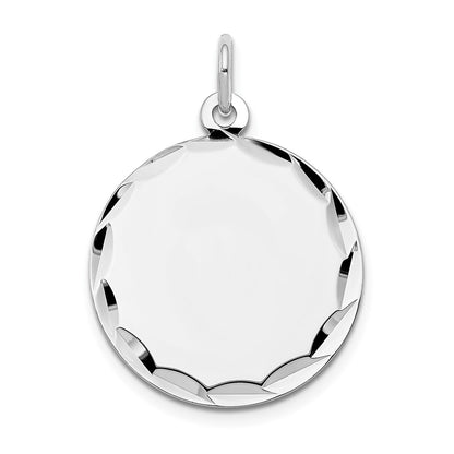 14k White Gold Etched Engraveable Round Disc Charm