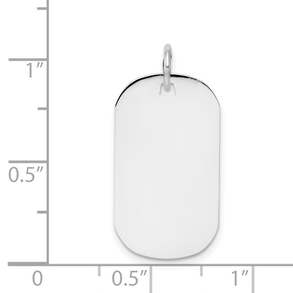14k White Gold Plain Engraveable Dog Tag Disc Charm