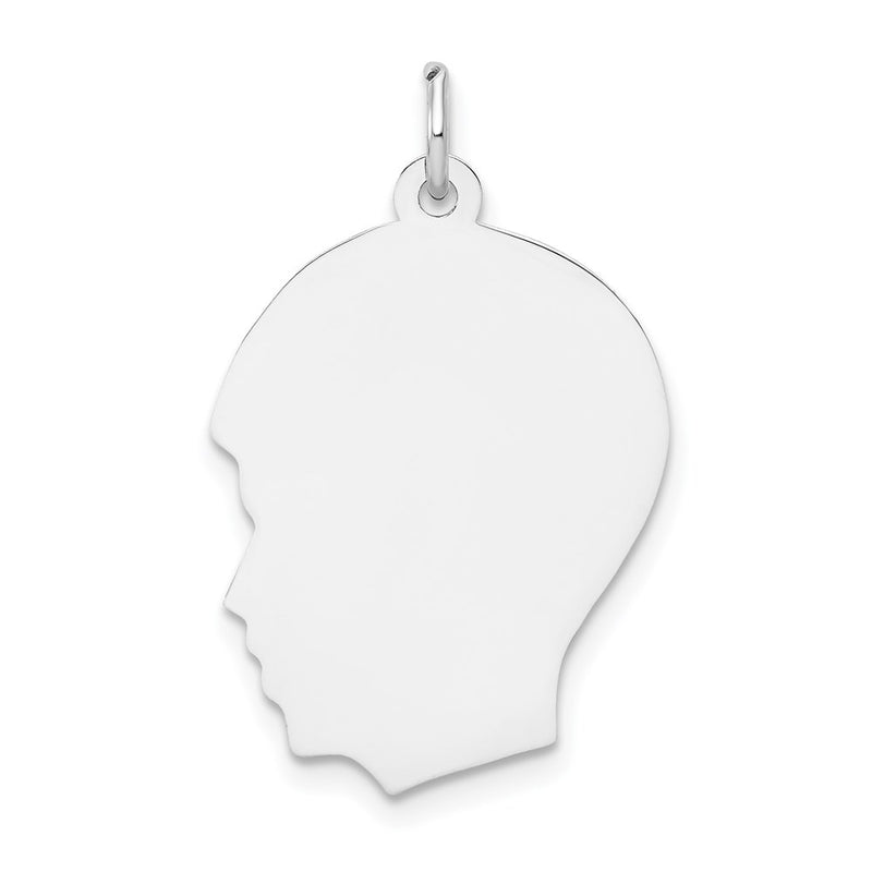 14k White Gold 14k White Plain Medium.009 Depth Facing Left Engravable Boy Charm