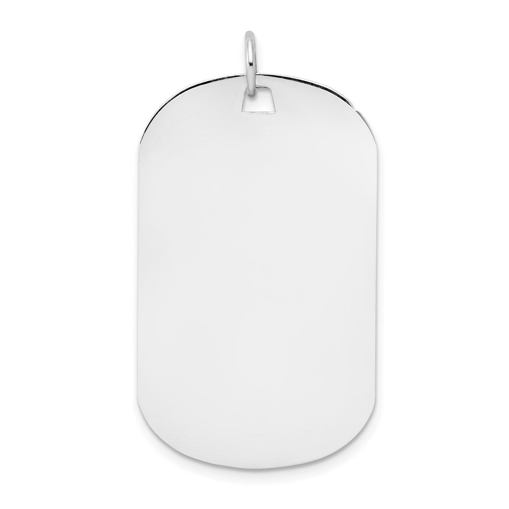 14k White Gold Plain Engraveable Dog Tag Disc Charm