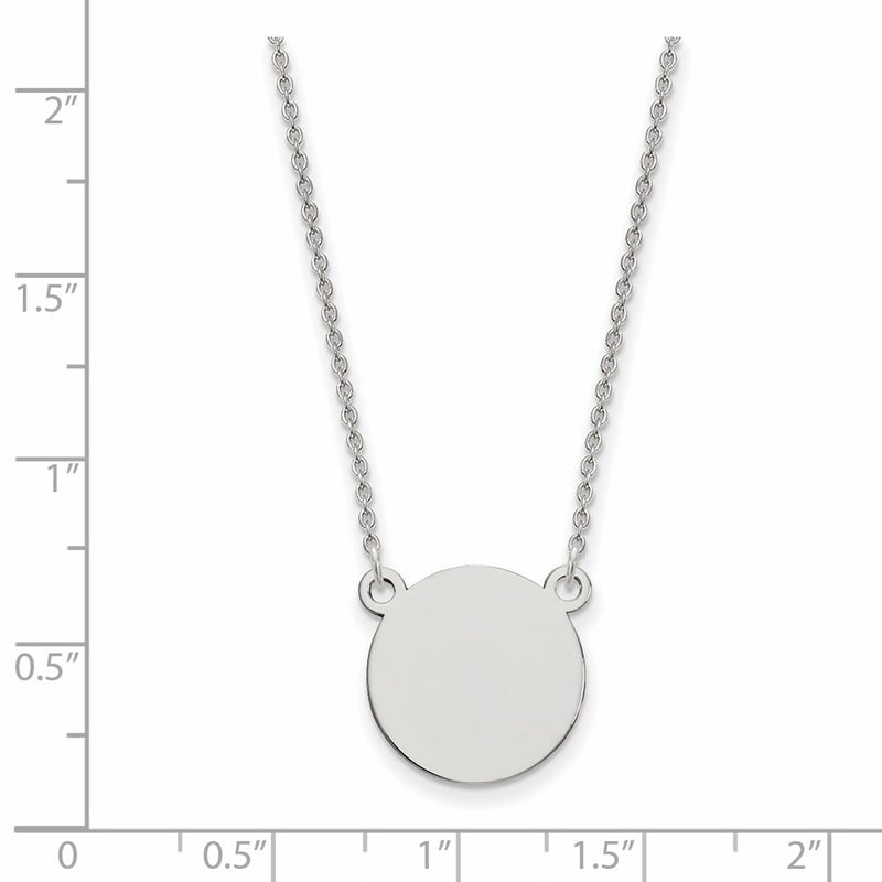 14K White Gold Circular Engravable Disc 18"" Necklace