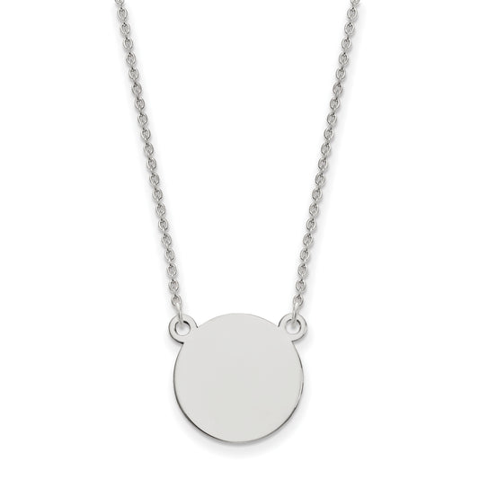 14K White Gold .018 Gauge Circular Engravable Disc 18 Necklace