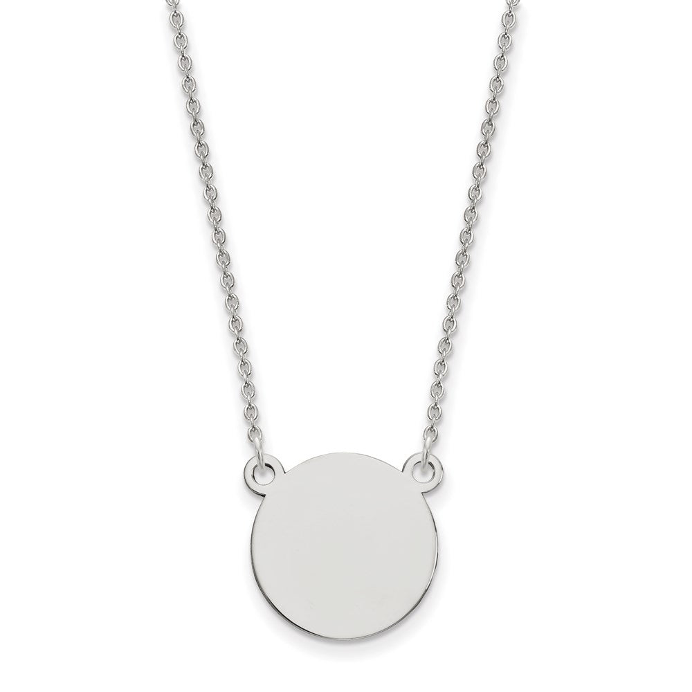 14K White Gold Circular Engravable Disc 18"" Necklace