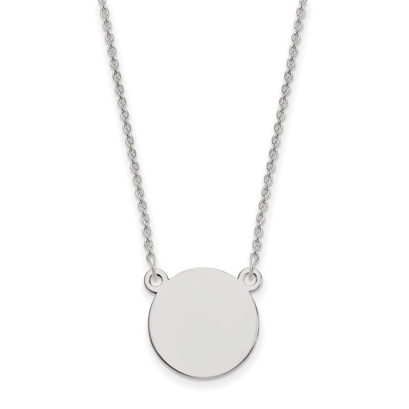 14K White Gold Circular Engravable Disc 18"" Necklace