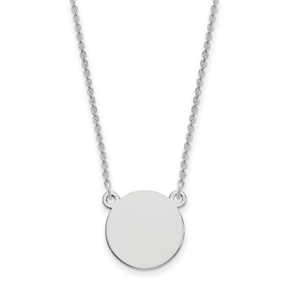 14K White Gold Circular Engravable Disc 18"" Necklace