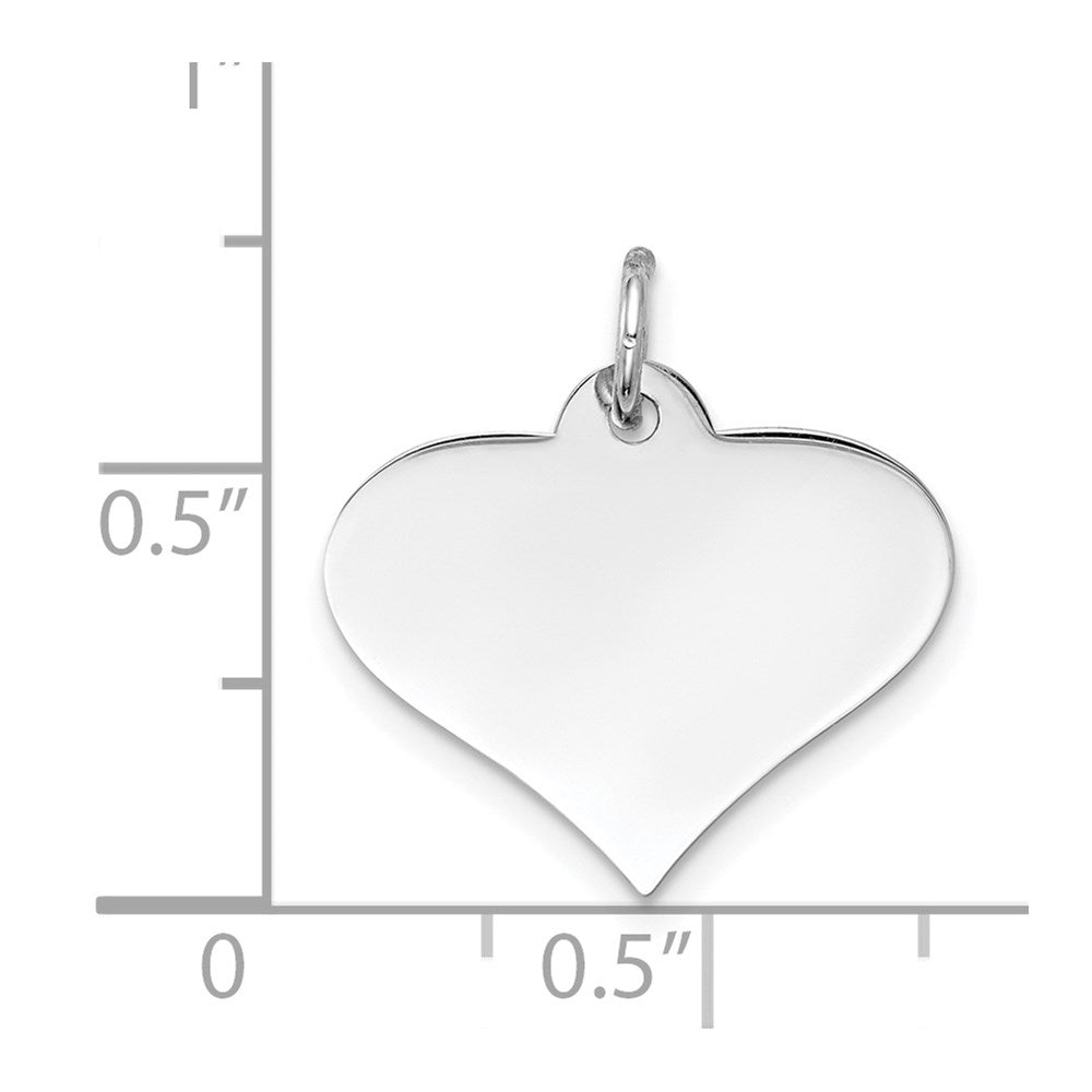 14k White Gold Plain Engraveable Heart Disc Charm