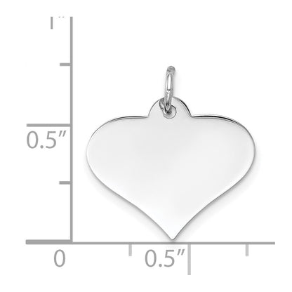 14k White Gold Plain Engraveable Heart Disc Charm