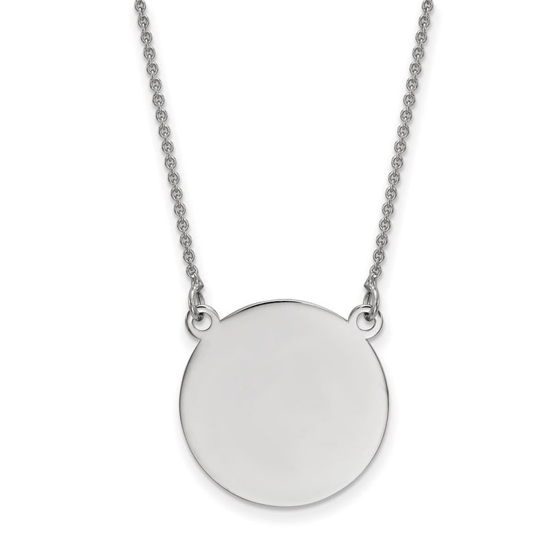 14K Yellow Gold White .027 Gauge Circular Engravable Disc 18 Necklace