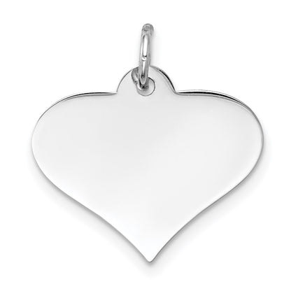 14k White Gold Plain Engraveable Heart Disc Charm