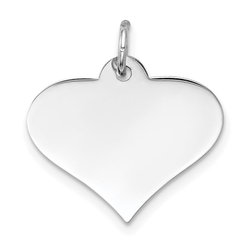 14k White Gold Plain Engraveable Heart Disc Charm