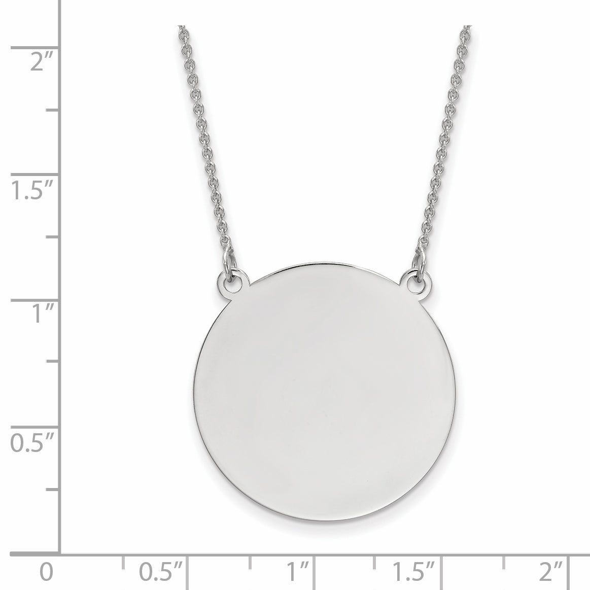 14K White Gold .018 Gauge Circular Engravable Disc 18 Necklace