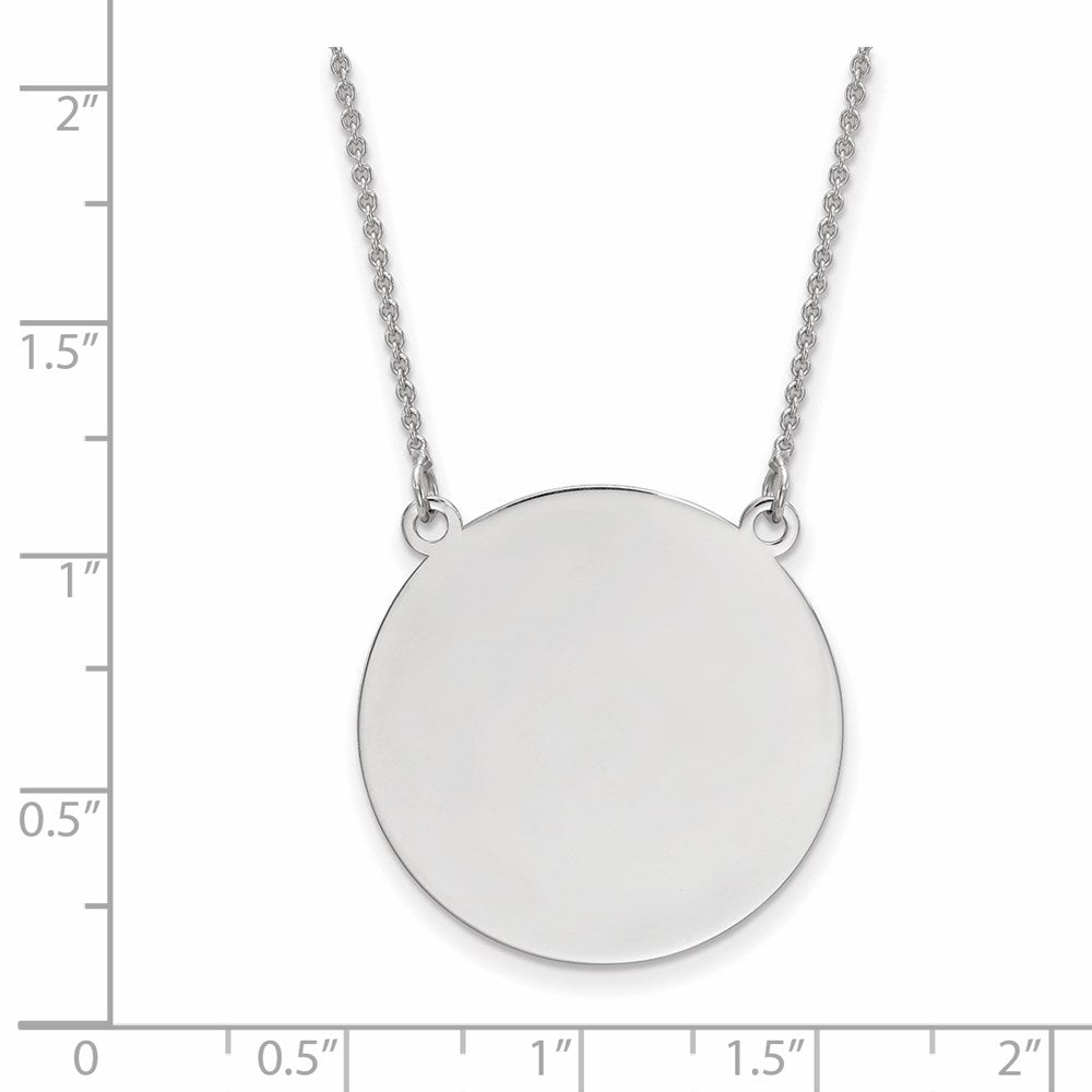14K White Gold Circular Engravable Disc 18"" Necklace