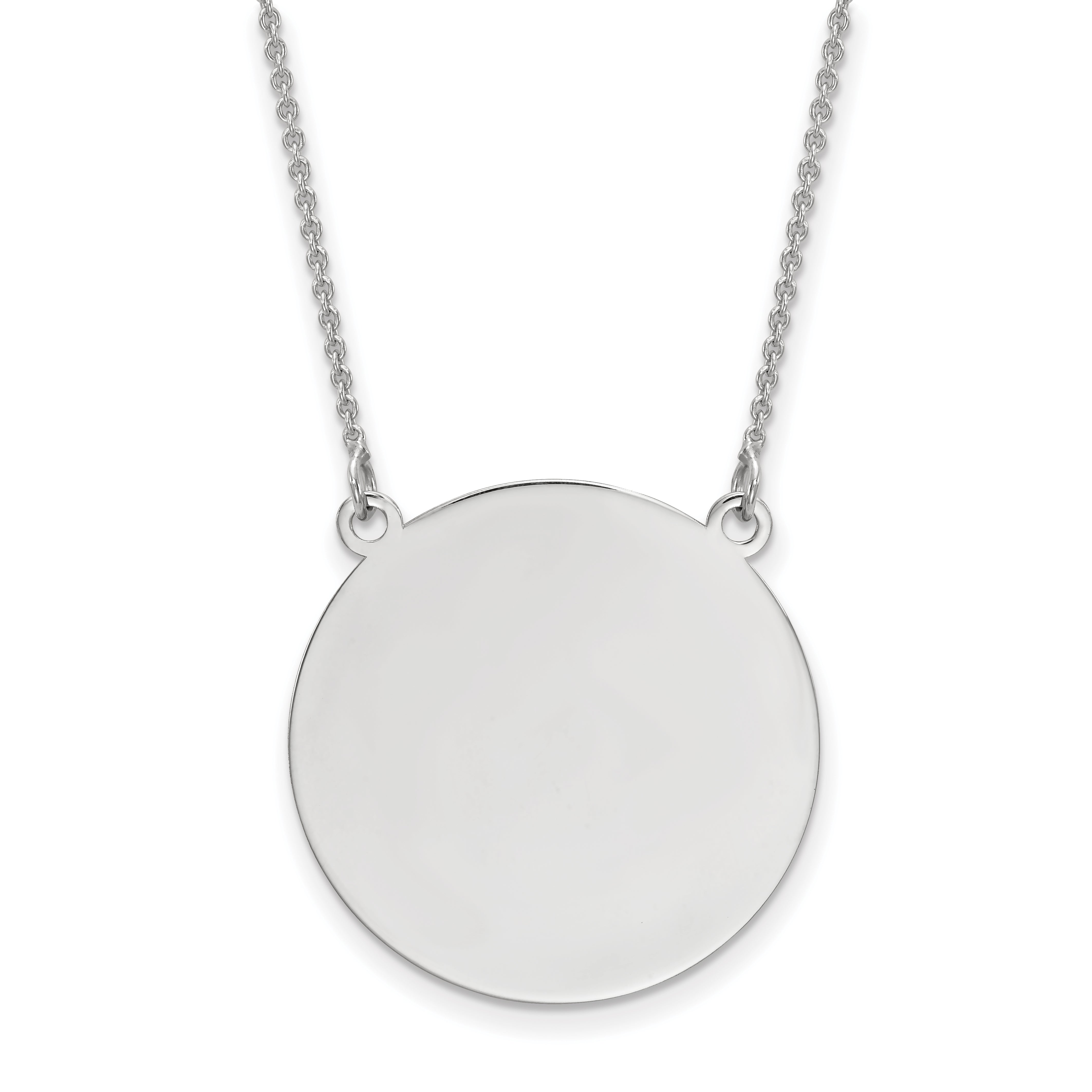 14K White Gold .018 Gauge Circular Engravable Disc 18 Necklace