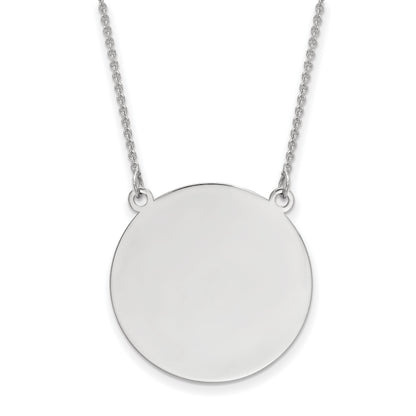 14K White Gold .018 Gauge Circular Engravable Disc 18 Necklace