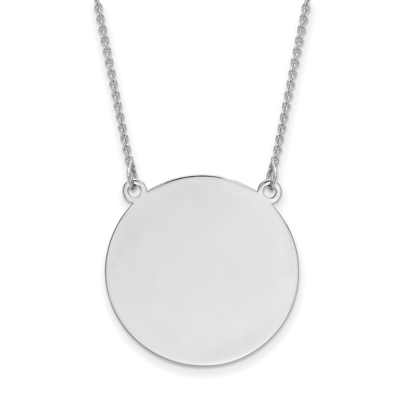 14K White Gold .018 Gauge Circular Engravable Disc 18 Necklace