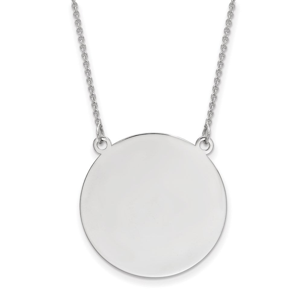 14K White Gold Circular Engravable Disc 18"" Necklace