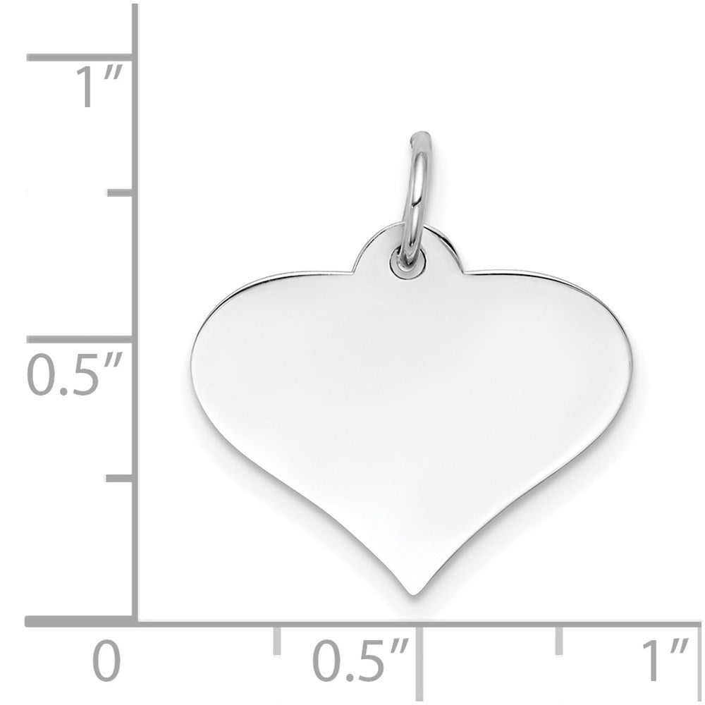 14k White Gold Plain Engraveable Heart Disc Charm