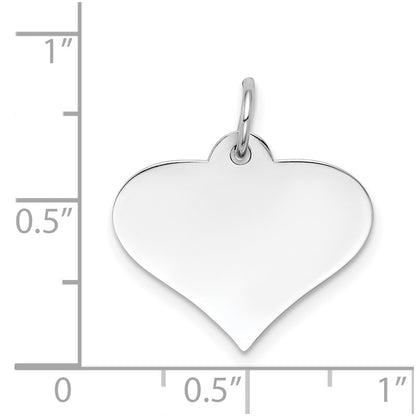14k White Gold Plain Engraveable Heart Disc Charm