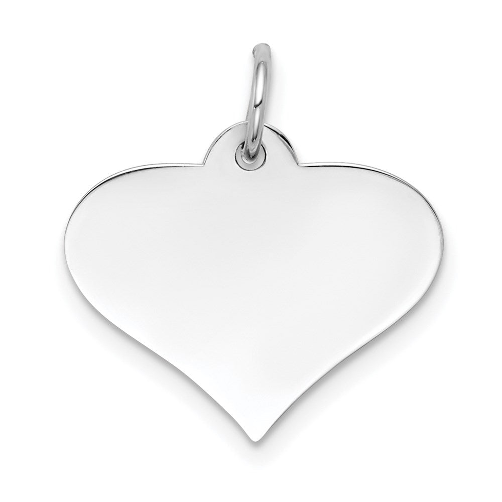 14k White Gold Plain Engraveable Heart Disc Charm
