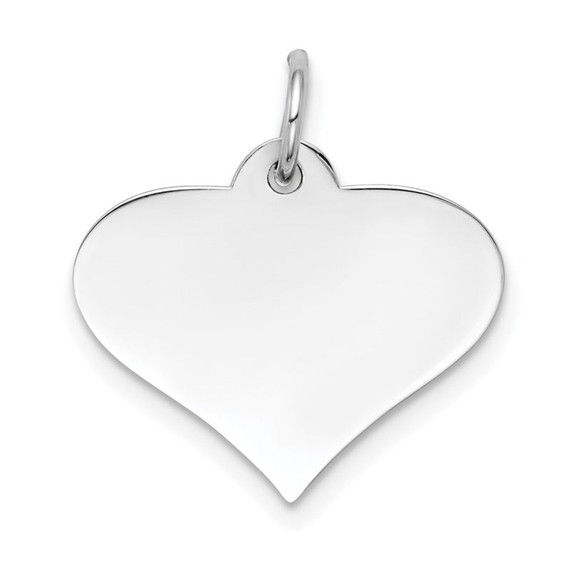 14k White Gold Plain Engraveable Heart Disc Charm