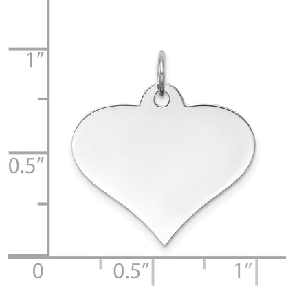 14k White Gold Plain Engraveable Heart Disc Charm