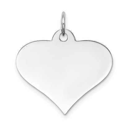 14k White Gold Plain Engraveable Heart Disc Charm