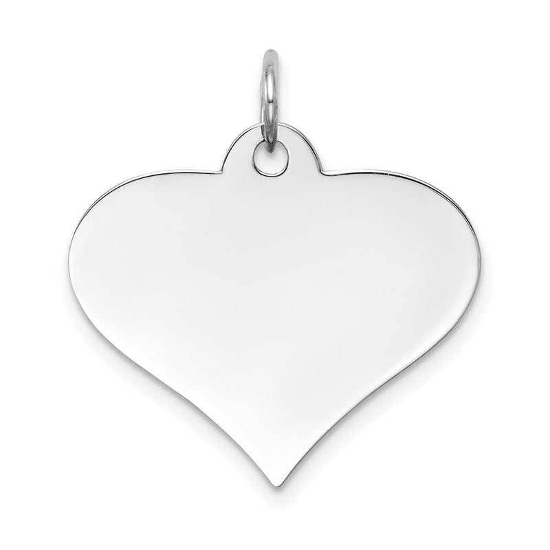 14k White Gold Plain Engraveable Heart Disc Charm