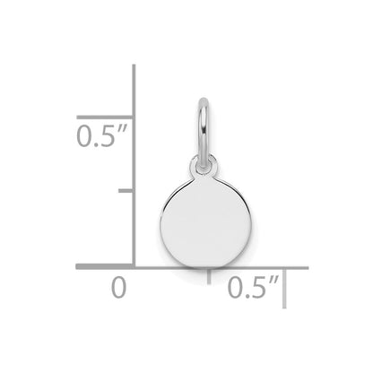 14K White Gold Plain Round Engravable Disc Charm