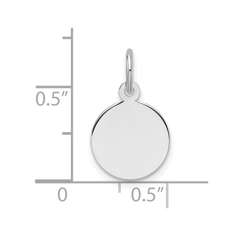 14K White Gold Plain Round Engravable Disc Charm