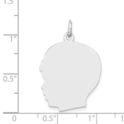 14k White Gold 14k White Plain Large.011 Depth Facing Left Engravable Boy Charm
