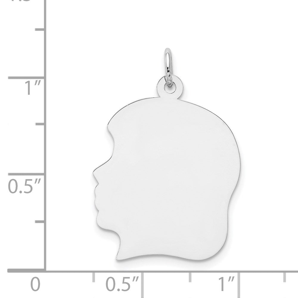 14k White Gold 14k White Plain Large.011 Depth Facing Left Engravable Girl Charm