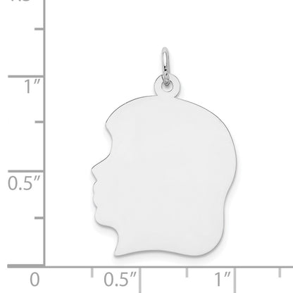 14k White Gold 14k White Plain Large.011 Depth Facing Left Engravable Girl Charm